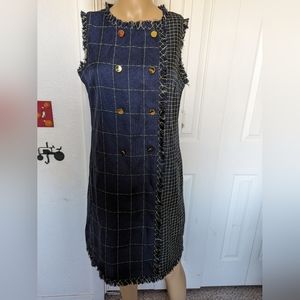 Julia Jordan Women's Mixed-Plaid Sheath Dress (8 Navy/Gold).